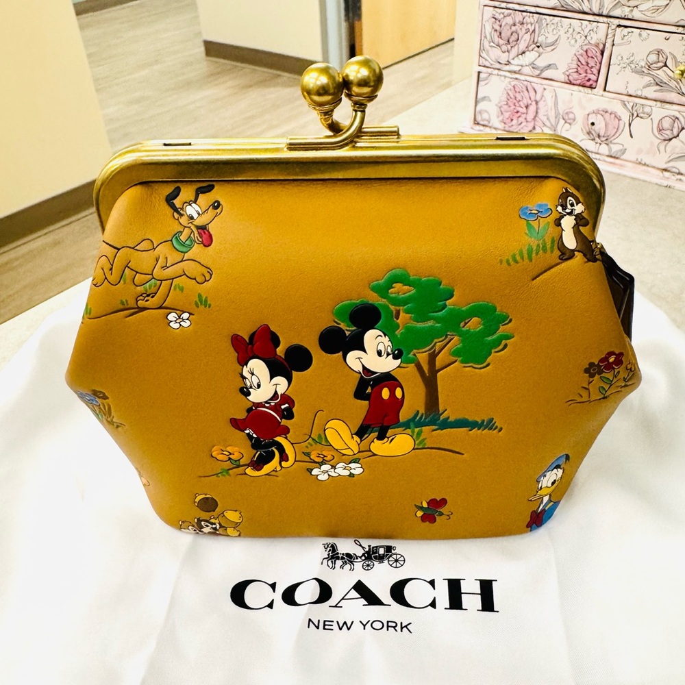 NWOT - Coach - Kisslock 14 -  Mickey and Friends - Honey Brown